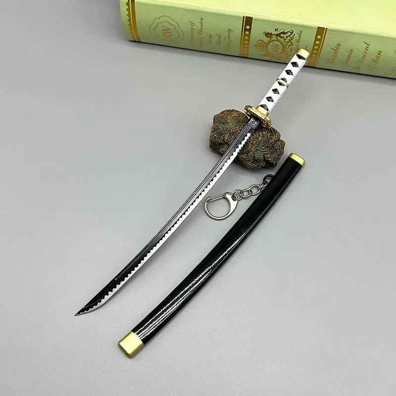 Anime-style 1:6 zinc alloy katana replica with black sheath, collectible display sword
