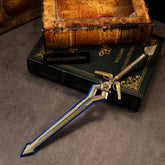 Energy Reader replica (30cm die-cast zinc alloy baton) — blue, gold, and gunmetal body on old hardcovers, by BlacksmithSONG.