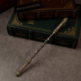 Cloud-Patterned Stone Staff replica (22cm die-cast zinc alloy rod) — gold-toned ends, dark shaft, by BlacksmithSONG.