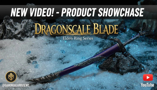 Dragonscale Blade 1:6 zinc alloy anime-style sword replica on icy rocks, Elden Ring collectible display