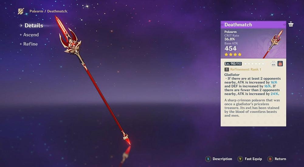 Genshin Impact Deathmatch Spear 1:6 Military-Grade Alloy Replica - Gladiator Battle Texture for Tactical Gaming Display - BlacksmithSONG