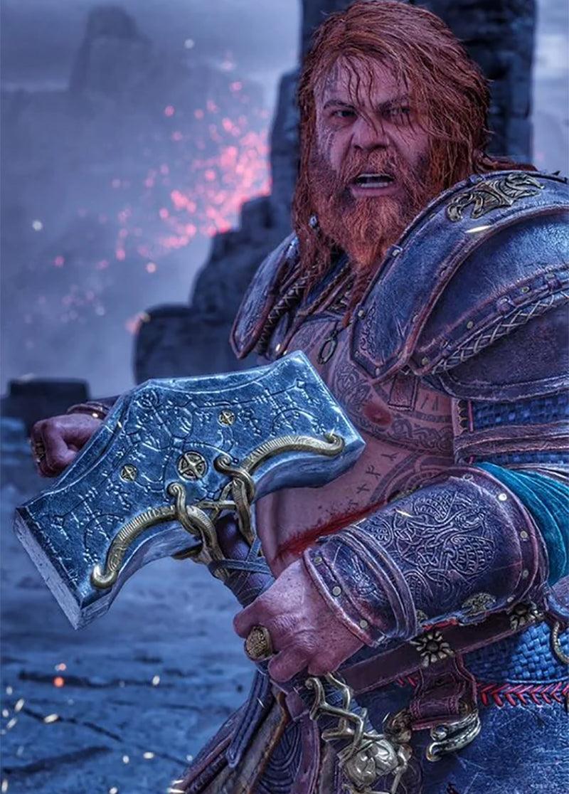 God of War Ragnarok Mjölnir Replica - Thor's Lightning-Encrusted Hammer | Ragnarok's Divine Prophecy Weapon Art - BlacksmithSONG