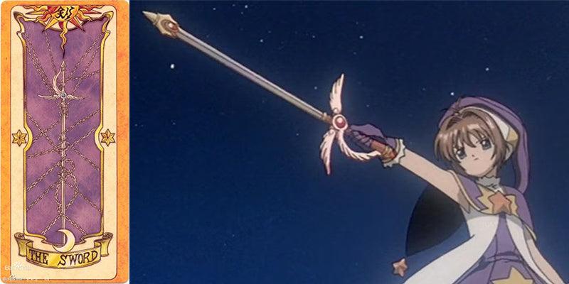 Sword Card Blade - Cardcaptor Sakura Fire-Enchanted Rapier 1:6 | Winged Hilt & Star Gem Replica | CLAMP Anime Weapon Display for Sakura Card Archivists - BlacksmithSONG