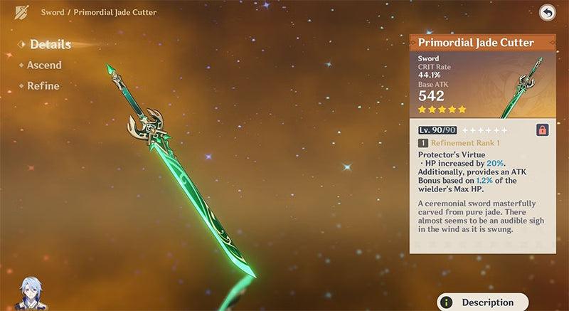 Genshin Impact Primordial Jade Cutter - Yaksha's Vigilant Blade for Liyue Adepti Mythic Arsenal Collection - BlacksmithSONG