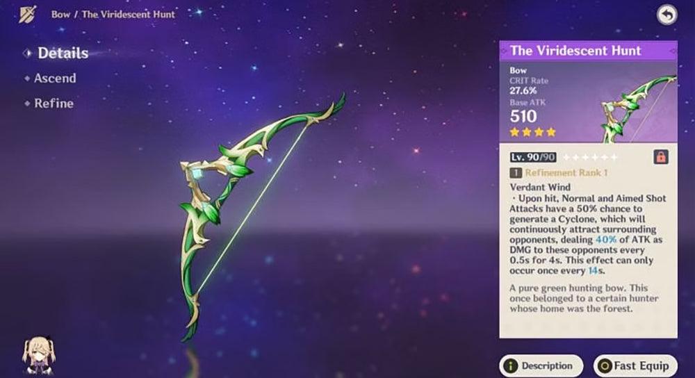 Genshin Impact The Viridescent Hunt Replica - Venti's Signature Bow | Anemo Archery Collector's Display Art - BlacksmithSONG