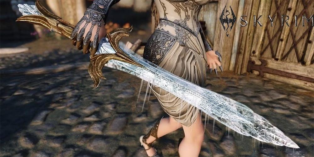Chillrend Frost Blade - Skyrim Mercer Frey's Stolen Sword 1:6 Replica | Thieves Guild Ice-Enchanted Weapon | Frozen Ruins Artifact for Stealth Build Fans - BlacksmithSONG