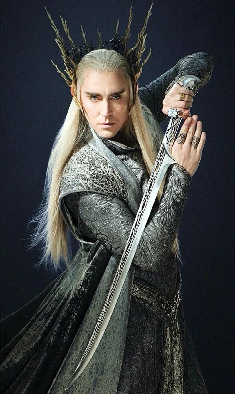 Thranduil's Sword Replica - LOTR Elven King's Dual-Edge Blade 1:6 Scale | Mirkwood Royal Armory Design | Zinc Alloy Art Display for Silvan Elf Fans - BlacksmithSONG