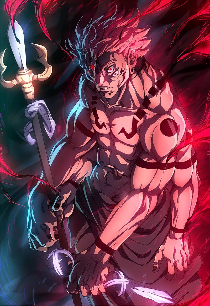 Jujutsu Kaisen Hiten Replica - Sukuna's Flying Heaven Cursed Trident for Anime Shrine of Malevolent Legacy - BlacksmithSONG