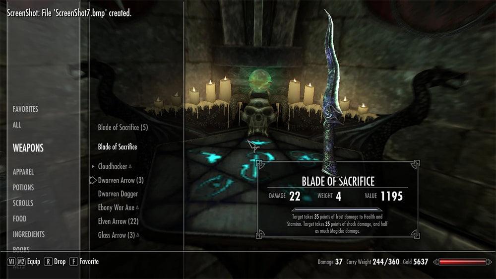Blade of Sacrifice Cultist Dagger - Skyrim Daedric Ritual Weapon 1:6 Zinc Alloy | Molag Bal's Altar Artifact | Forsworn Coven Collectible for Oblivion Worshipers - BlacksmithSONG