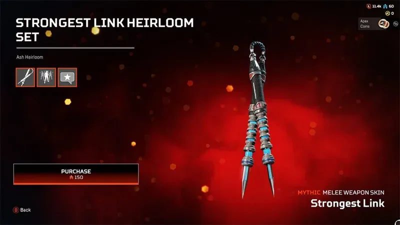 Mythic anime-style melee weapon replica with spikes, featured in Strongest Link Heirloom set display.