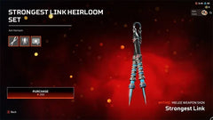 Mythic anime-style melee weapon replica with spikes, featured in Strongest Link Heirloom set display.
