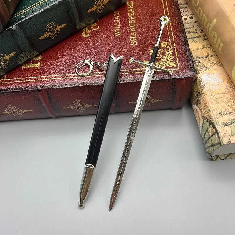 Narthil Elven Longsword - Lord of the Rings 1:6 Scale Artisan Metalwork | Leaf-Blade Design with Sindarin Script | Fantasy Decor for Rivendell Collectors - BlacksmithSONG