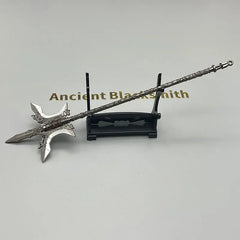 1:6 scale anime-style zinc alloy polearm replica on display stand, Ancient Blacksmith text