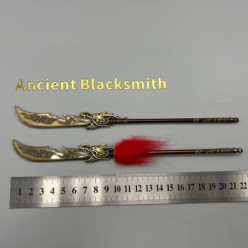 1:6 scale anime-style zinc alloy ancient halberd replicas with ruler, BlacksmithSONG display.