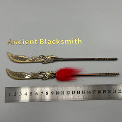 1:6 scale anime-style zinc alloy ancient halberd replicas with ruler, BlacksmithSONG display.