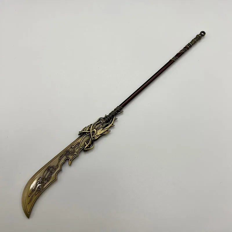 Anime-style zinc alloy fantasy spear replica with ornate dragon details on white background