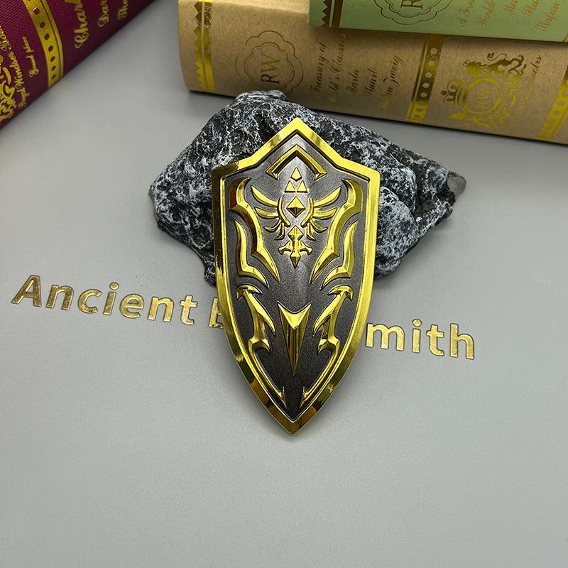 Royal Shield - The Legend of Zelda Hyrule Castle Defender 1:6 Zinc Alloy | Crest-Embossed Zinc Alloy & Royal Gold Enamel | Electrostatic Aged Finish - BlacksmithSONG