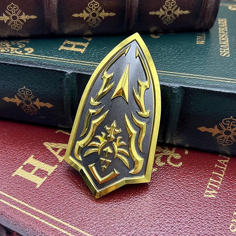 Royal Shield - The Legend of Zelda Hyrule Castle Defender 1:6 Zinc Alloy | Crest-Embossed Zinc Alloy & Royal Gold Enamel | Electrostatic Aged Finish - BlacksmithSONG