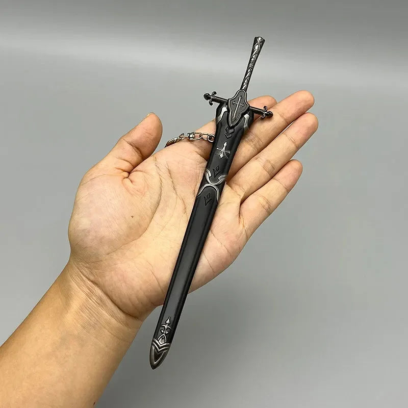 Hand holding 1:6 scale anime-style zinc alloy sword replica, BlacksmithSONG collectible.