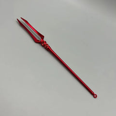 Red zinc alloy anime-style mini trident replica collectible on neutral background