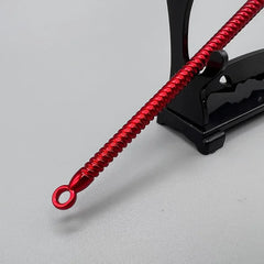 Red zinc alloy anime-style weapon replica on black display stand, BlacksmithSONG collectible