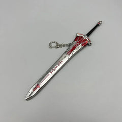 1:6 anime-style zinc alloy sword replica with red accents and keychain, collectible display