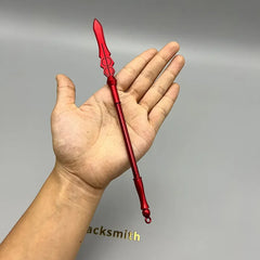 Red 1:6 anime-style zinc alloy spear replica held in hand, BlacksmithSONG collectible