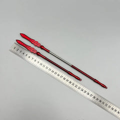 Red anime-style zinc alloy spear replica with ruler, collectible for cosplay, BlacksmithSONG