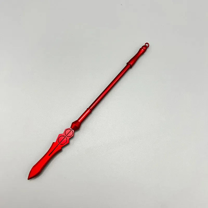 Red anime-style zinc alloy spear replica collectible on a plain background from BlacksmithSONG