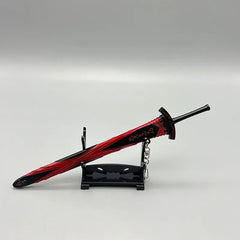 1:6 scale anime-style black and red zinc alloy sword replica on display stand