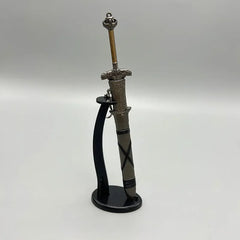 1:6 anime-style zinc alloy sword replica with ornate hilt on display stand, BlacksmithSONG collectible
