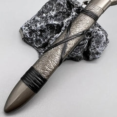 1:6 scale anime-style zinc alloy weapon replica with textured handle on stone, collectible display