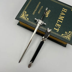 1:6 anime-style zinc alloy sword replica with black sheath on book Hamlet, collectible display