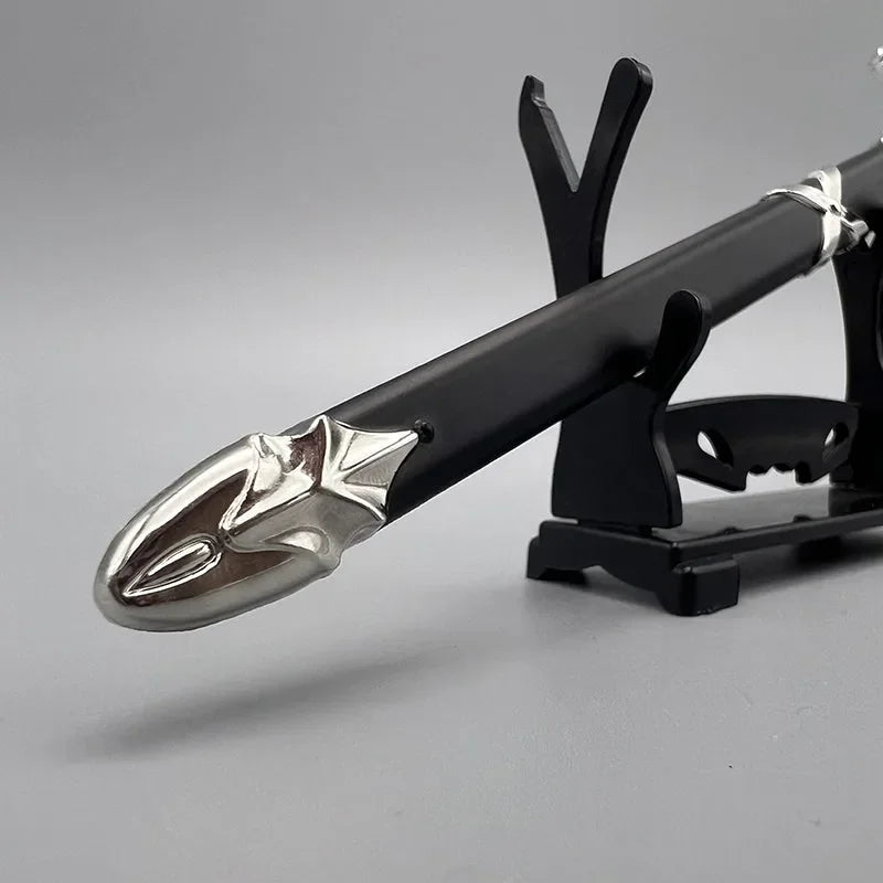 Anime-style zinc alloy sword replica on display stand, collectible from BlacksmithSONG