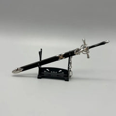 Anime-style 1:6 zinc alloy sword replica on display stand, collectible cosplay weapon.