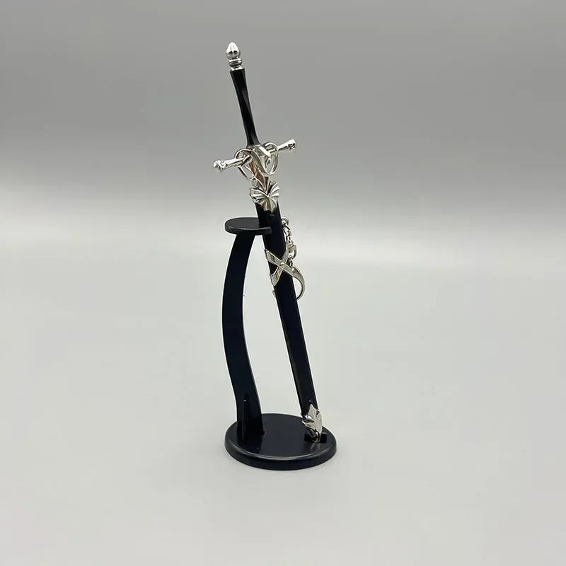 Anime-style 1:6 zinc alloy sword replica on black stand, collectible display from BlacksmithSONG