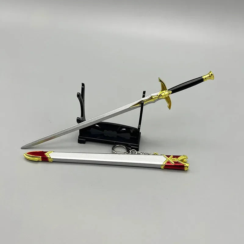 Anime-style 1:6 zinc alloy sword replica with display stand and scabbard from BlacksmithSONG.