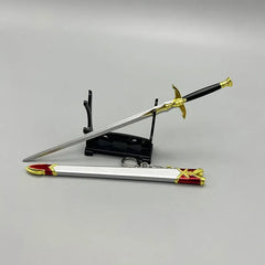 Anime-style 1:6 zinc alloy sword replica with display stand and scabbard from BlacksmithSONG.