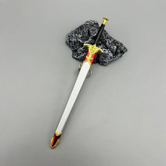 1:6 anime-style zinc alloy sword replica with red and gold accents on gray background