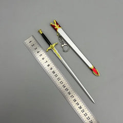 1:6 anime-style zinc alloy sword replica with sheath and ruler on gray background