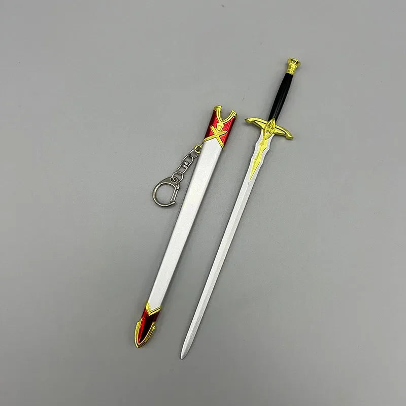 Anime-style 1:6 zinc alloy sword replica with decorated sheath, collectible cosplay accessory