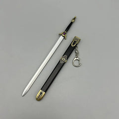 Anime-style 1:6 scale zinc alloy sword replica with detailed sheath and keychain attachment