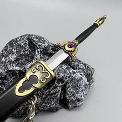 1:6 anime-style zinc alloy sword replica with bronze details on black rock, BlacksmithSONG collectible