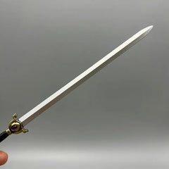 Anime-style zinc alloy sword replica with gold and purple hilt, collectible cosplay model.