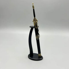 1:6 scale anime-style zinc alloy sword replica with gold accents on display stand