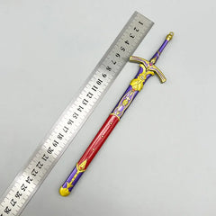 1:6 scale anime-style decorative sword replica with colorful sheath next to a ruler