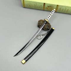 Anime-style 1:6 zinc alloy katana replica with black sheath, collectible display sword