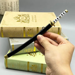 Hand holding 1:6 anime-style zinc alloy katana replica, collectible sword in sheath