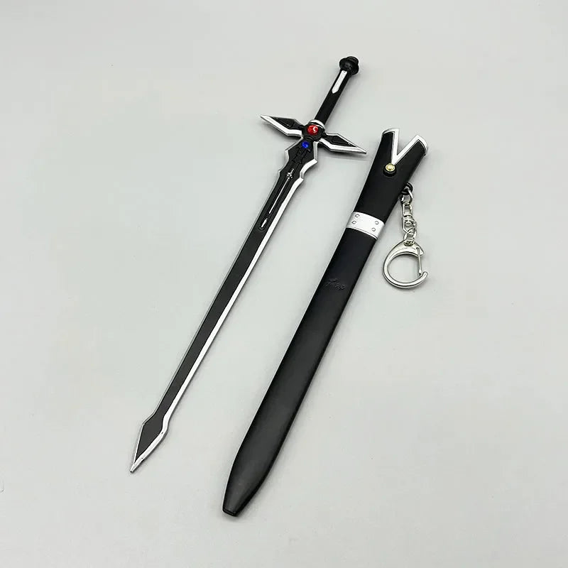 BlacksmithSONG 1:6 anime-style zinc alloy sword replica with black sheath and keychain attachment