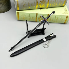 Anime-style 1:6 zinc alloy sword replica with sheath and stand, display collectible.